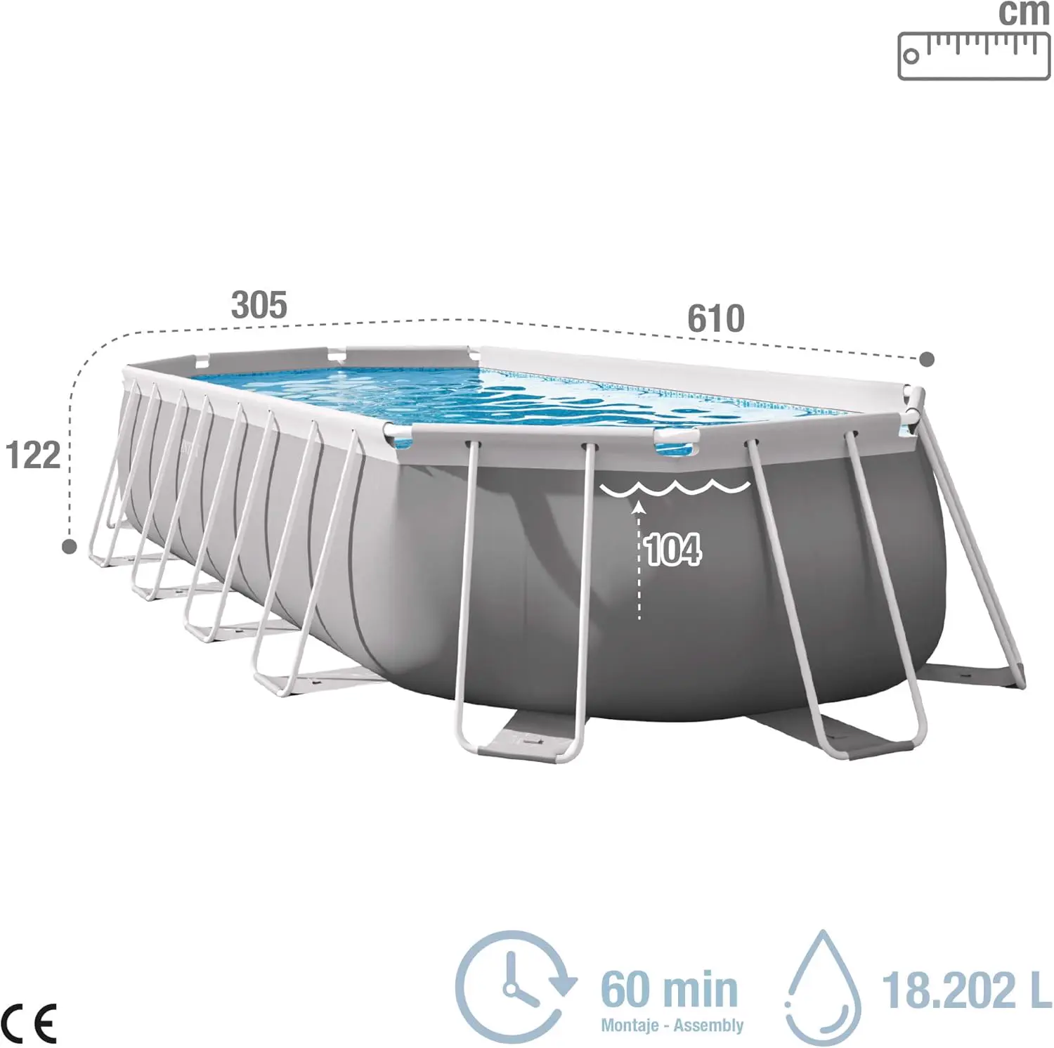 Piscine hors sol en métal gris vue 4
