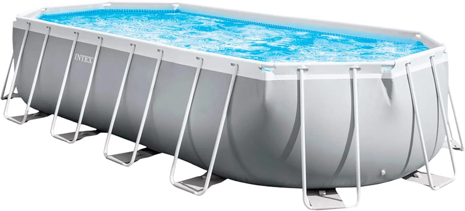 Piscine hors sol en métal gris vue 9