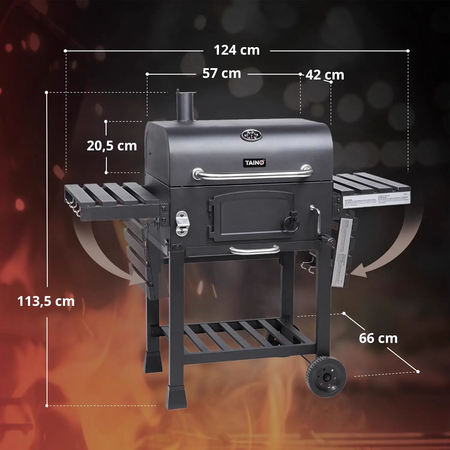 Barbecue à charbon en bois 66 x 113,5 cm vue 3