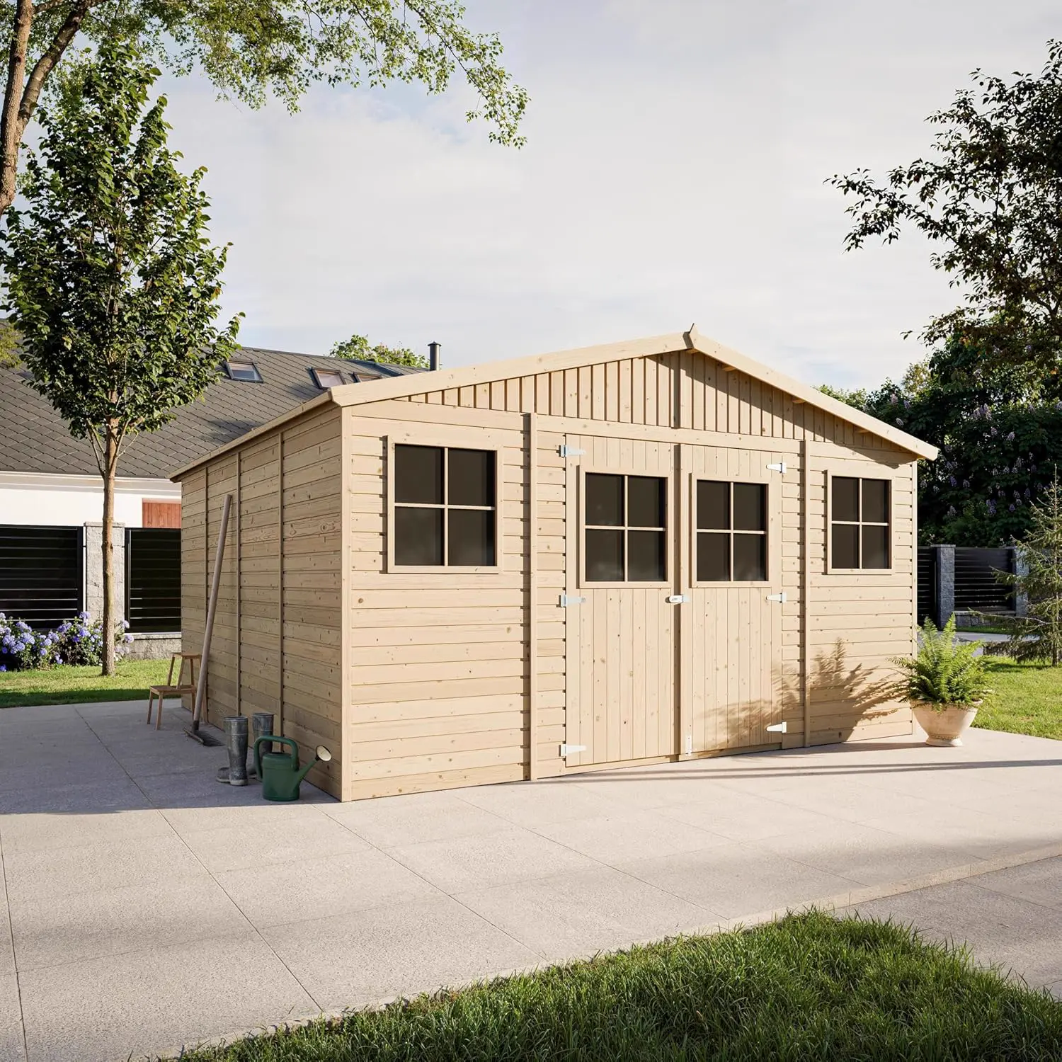Abri de jardin en bois en bois naturel 16 m² vue 2