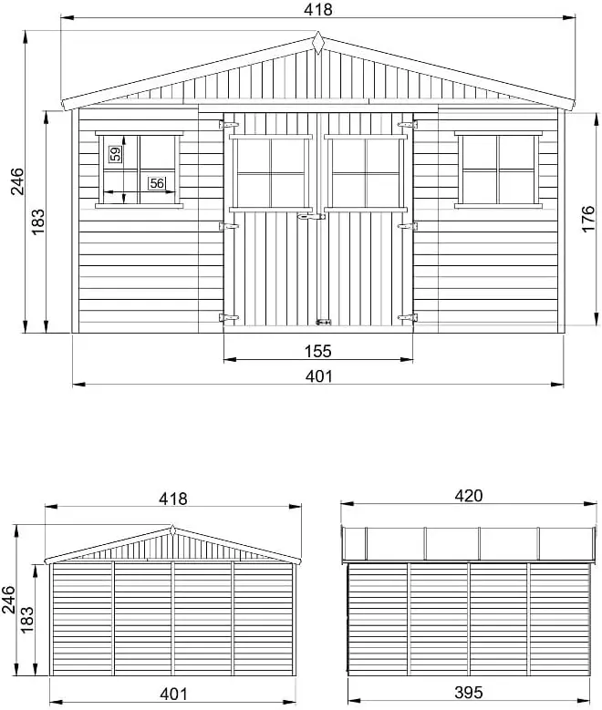 Abri de jardin en bois en bois naturel 16 m² vue 5