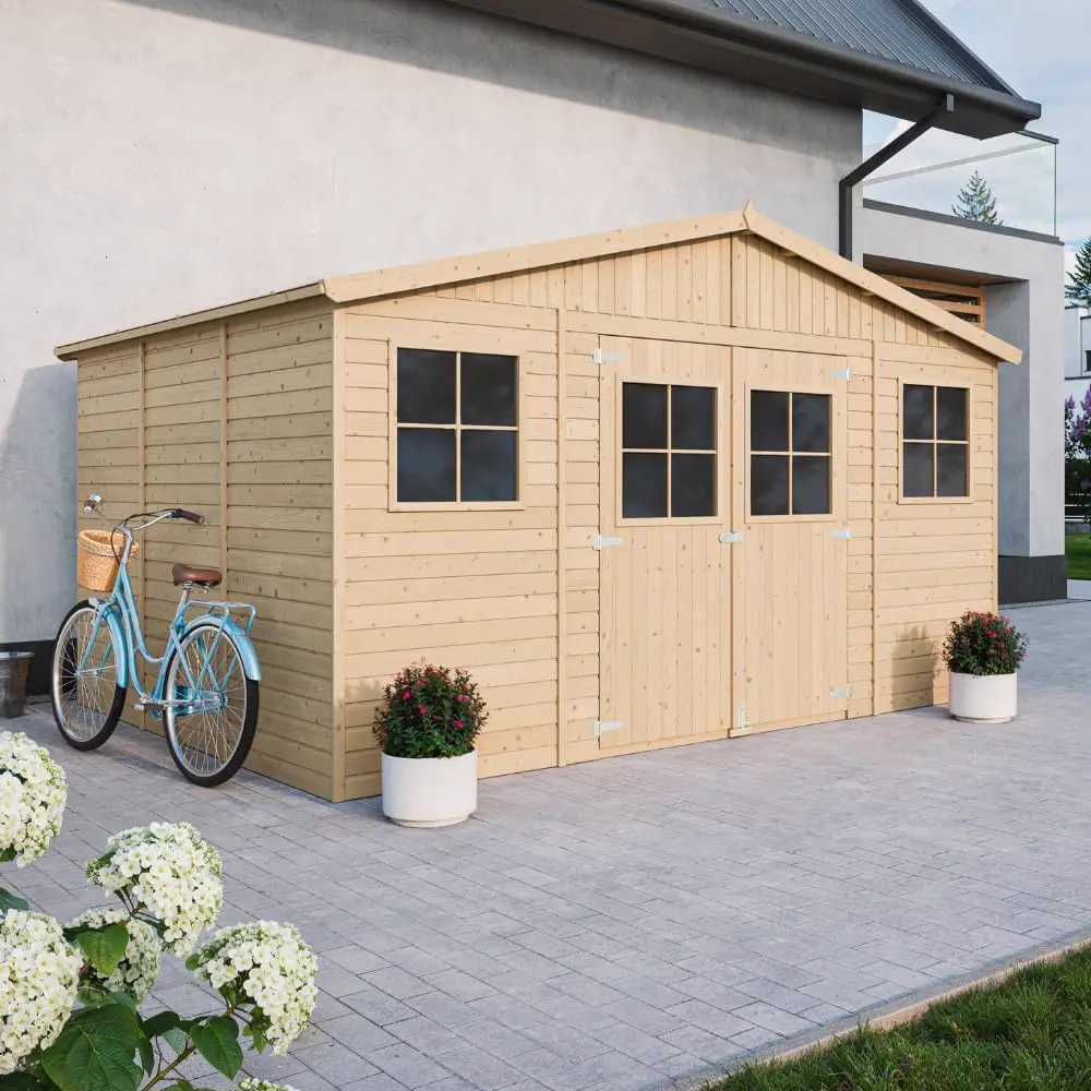 Abri de jardin en bois en bois naturel 12 m² vue 2