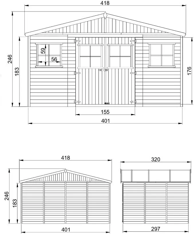 Abri de jardin en bois en bois naturel 12 m² vue 5