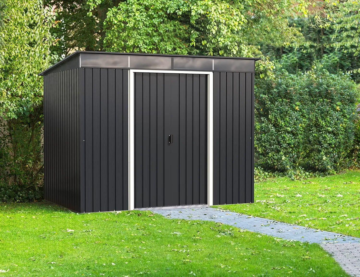 Abri de jardin en bois en métal anthracite 8 x 6 vue 2