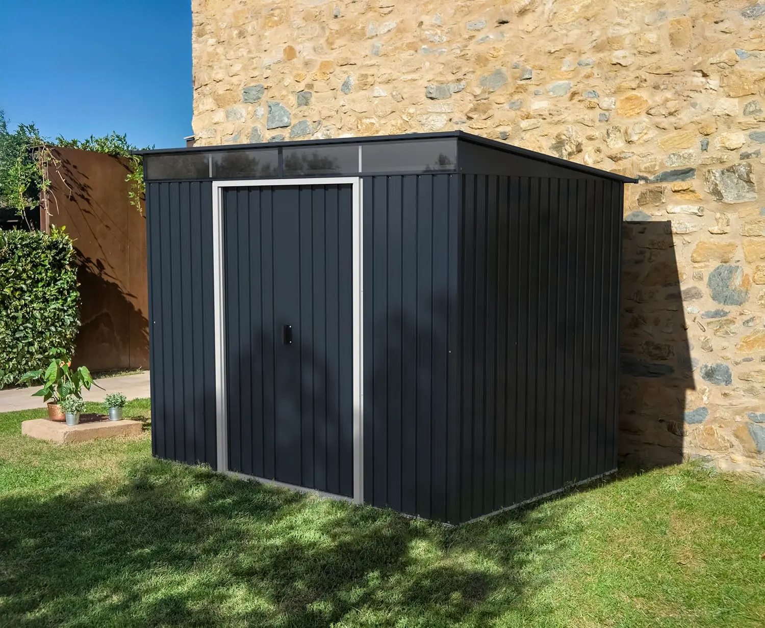 Abri de jardin en bois en métal anthracite 8 x 6 vue 3