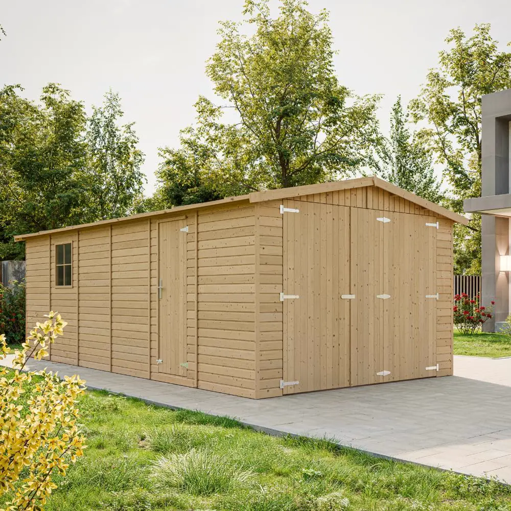 Abri de jardin en bois en bois naturel 18 m² vue 2