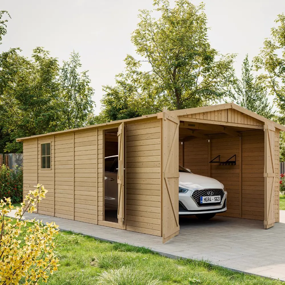 Abri de jardin en bois en bois naturel 18 m² vue 4