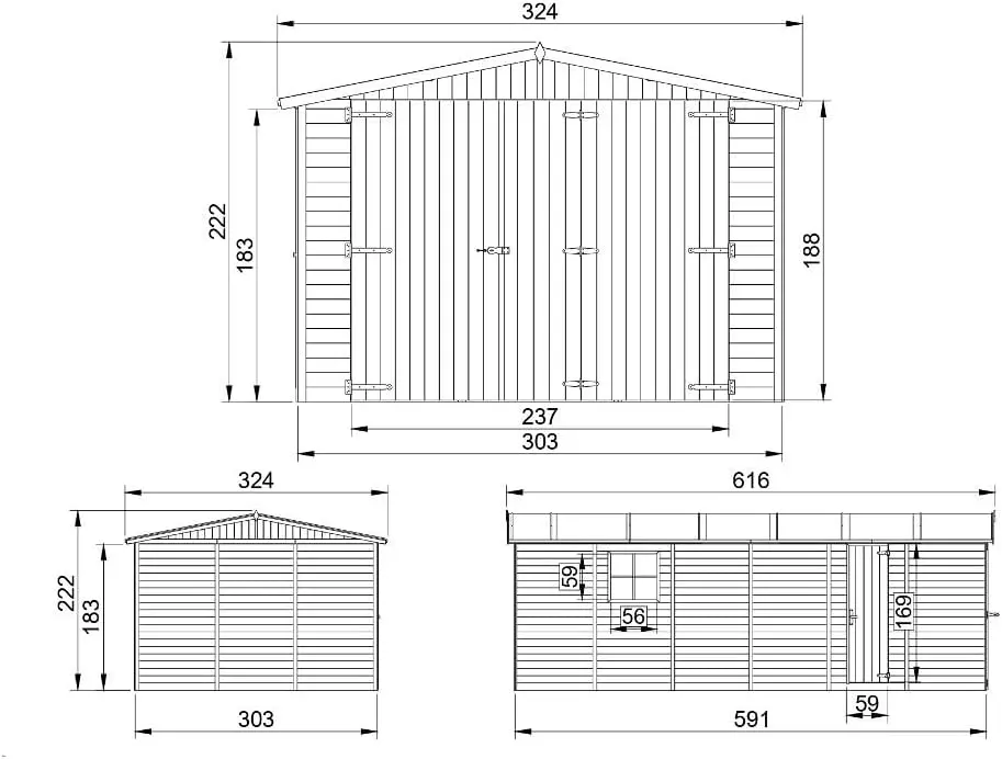 Abri de jardin en bois en bois naturel 18 m² vue 6