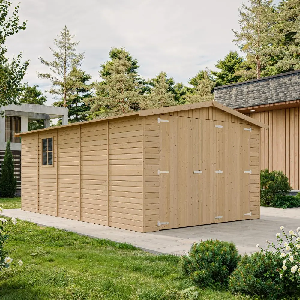 Abri de jardin en bois en bois naturel 18 m² vue 2