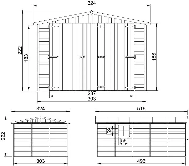 Abri de jardin en bois en bois naturel 18 m² vue 5