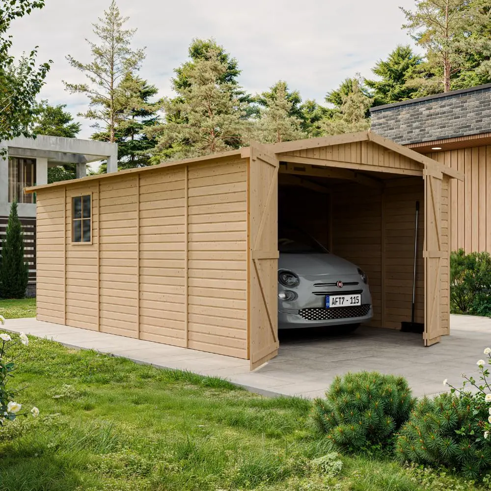 Abri de jardin en bois en bois naturel 18 m² vue 6