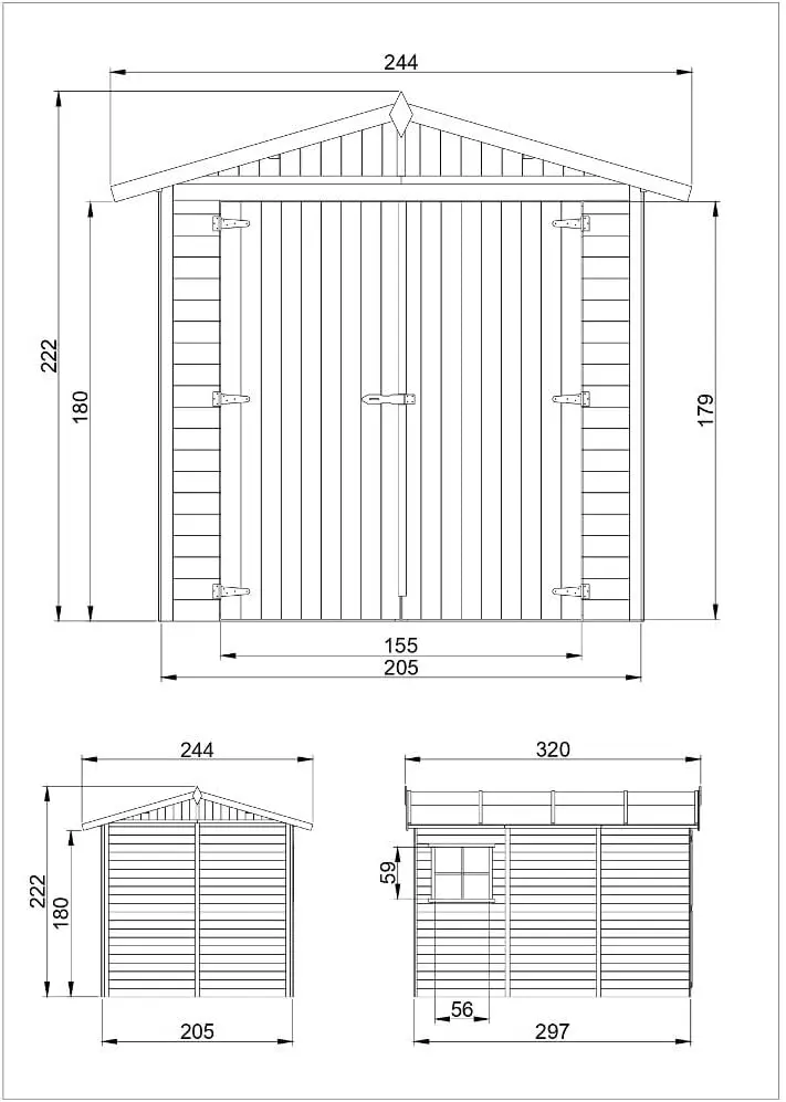 Abri de jardin en bois en bois naturel 18 m² vue 5
