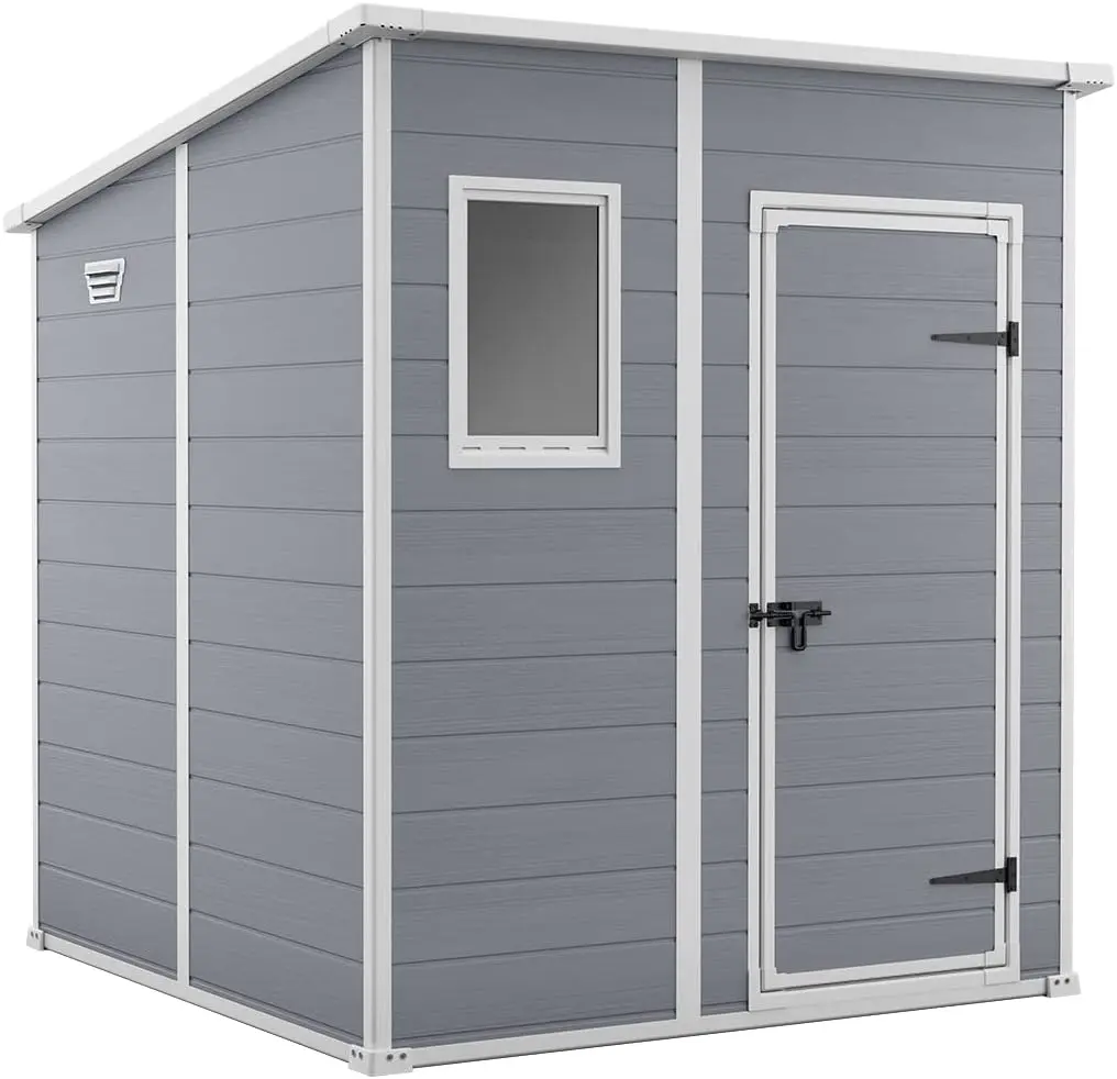 Keter Abri de rangement de jardin Manor Pent, 6 pieds x 6 pieds, gris