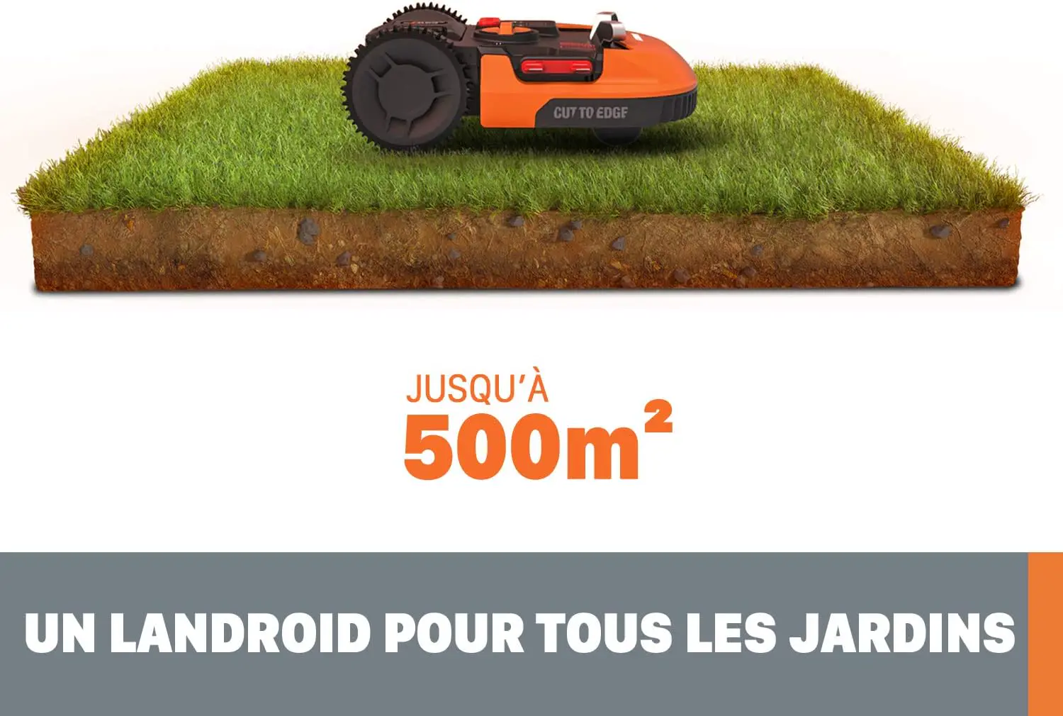 Robot tondeuse orange 500 m² vue 3