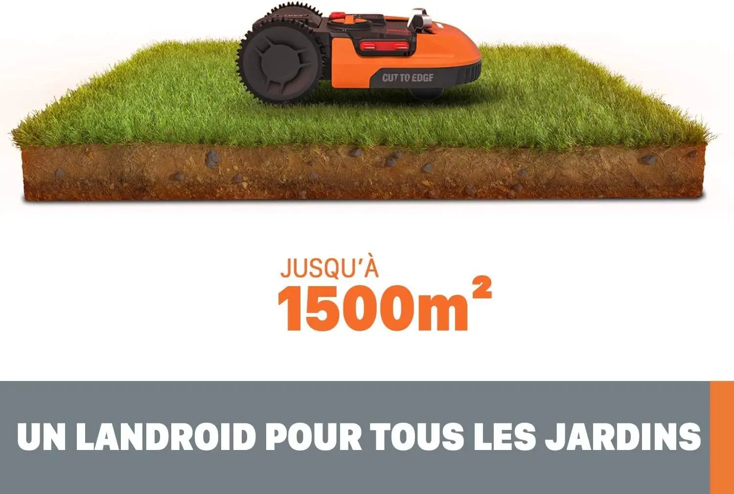 Robot tondeuse orange 1500 m² vue 3