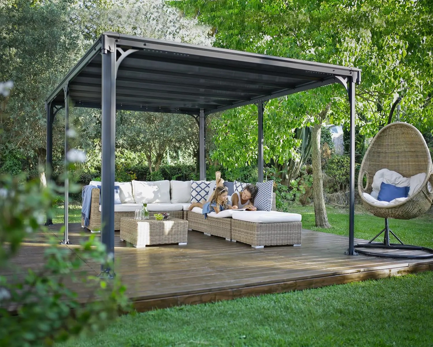 Pergola en aluminium gris 13,2m² vue 2