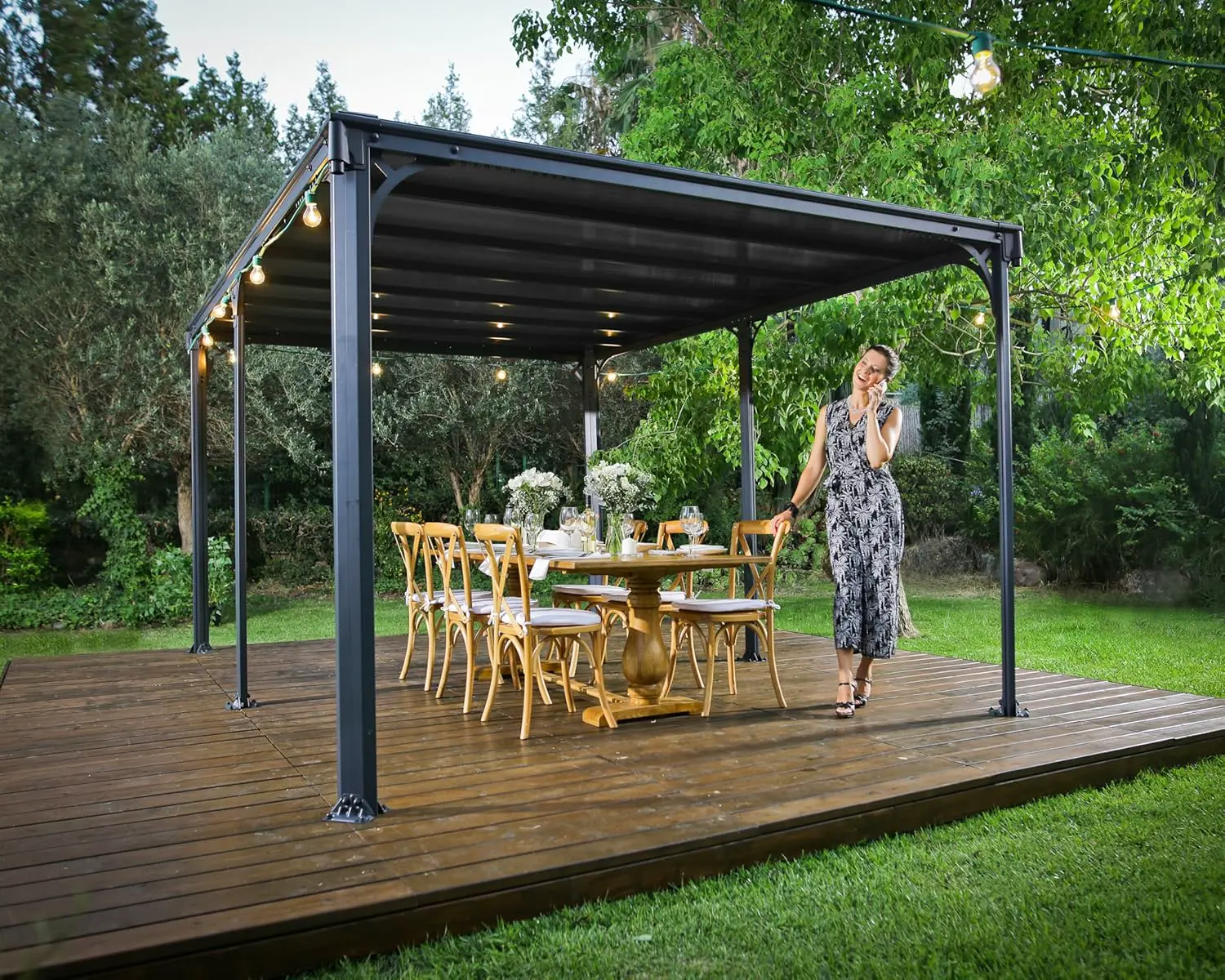 Pergola en aluminium gris 13,2m² vue 5