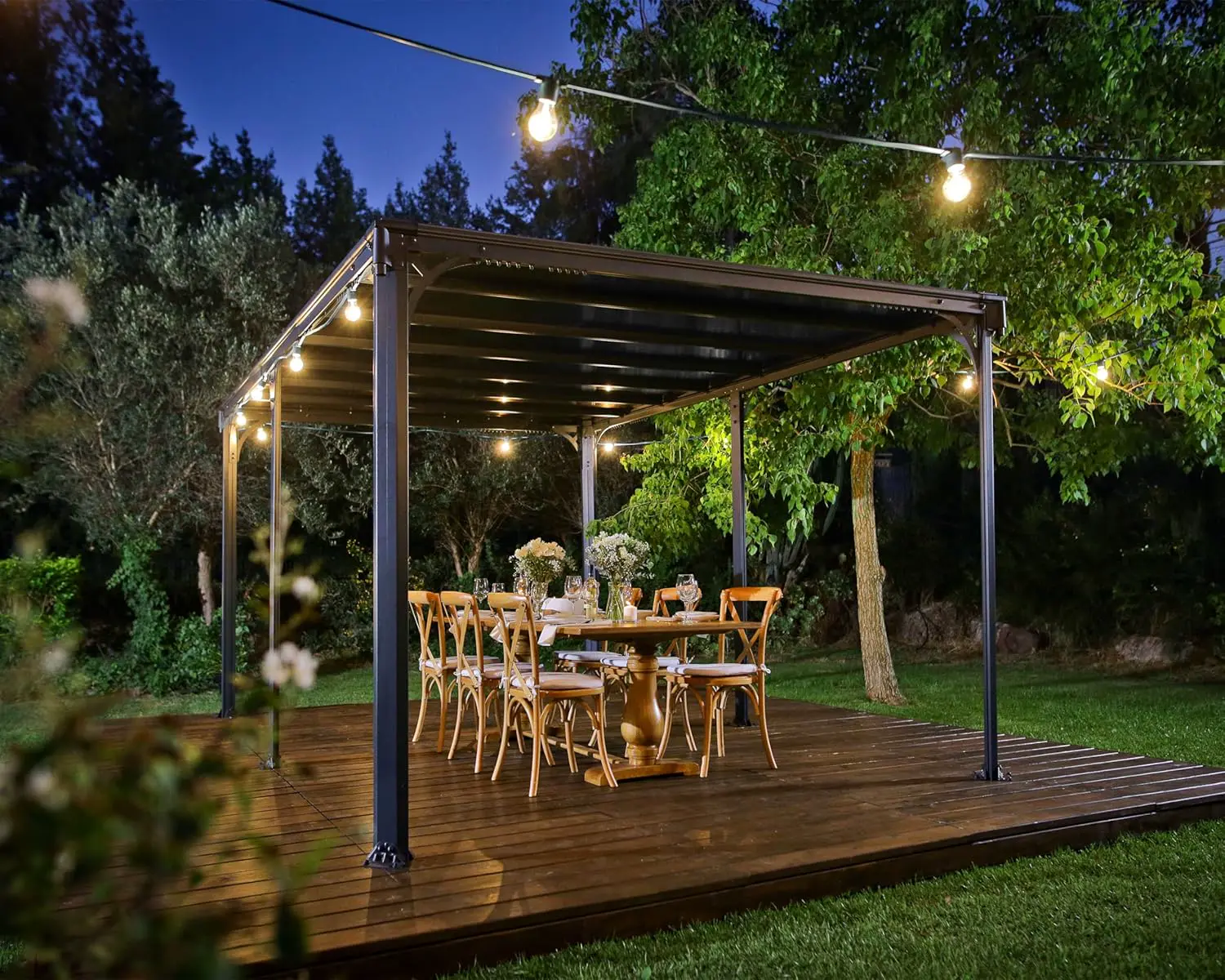 Pergola en aluminium gris 13,2m² vue 6