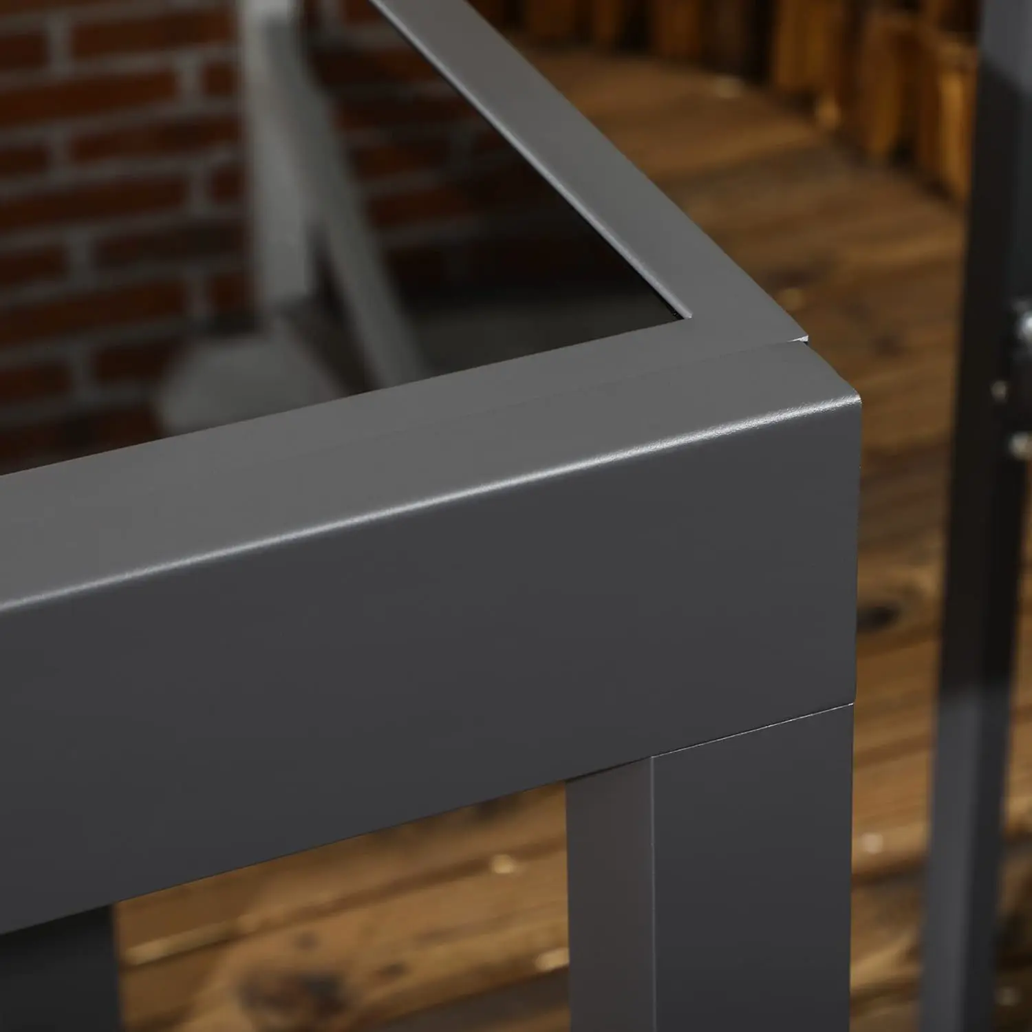 Table de jardin 6 places en aluminium noir 80x75cm vue 8