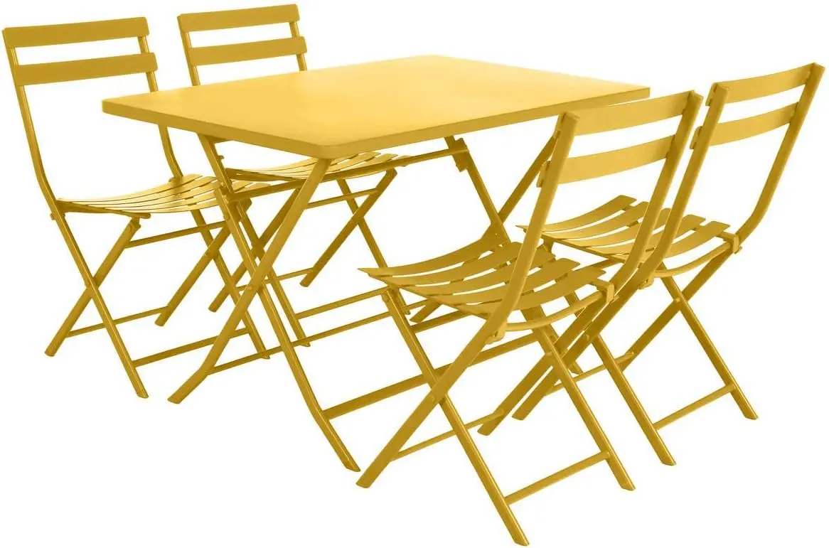 Table de jardin en acier jaune 112 x 100 vue 4
