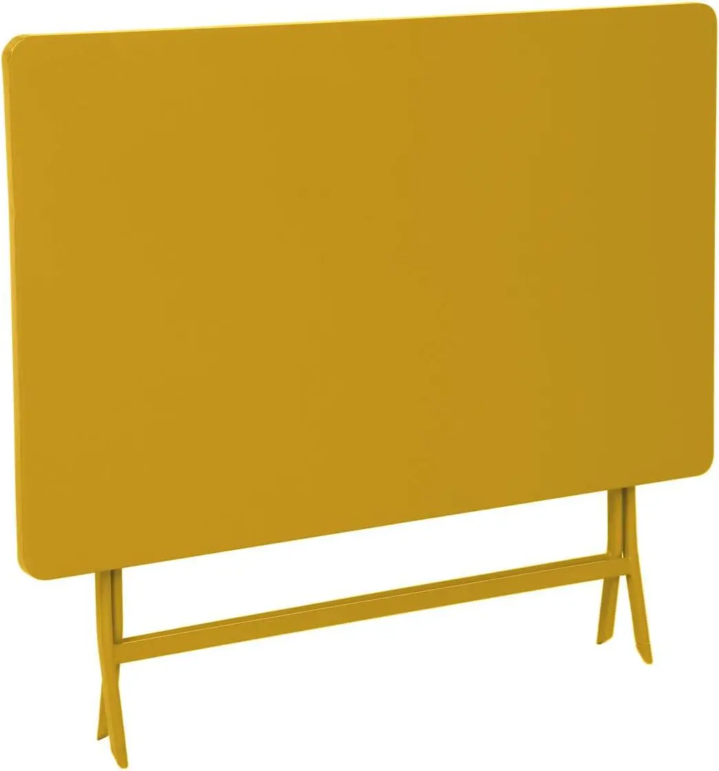 Table de jardin en acier jaune 112 x 100 vue 5