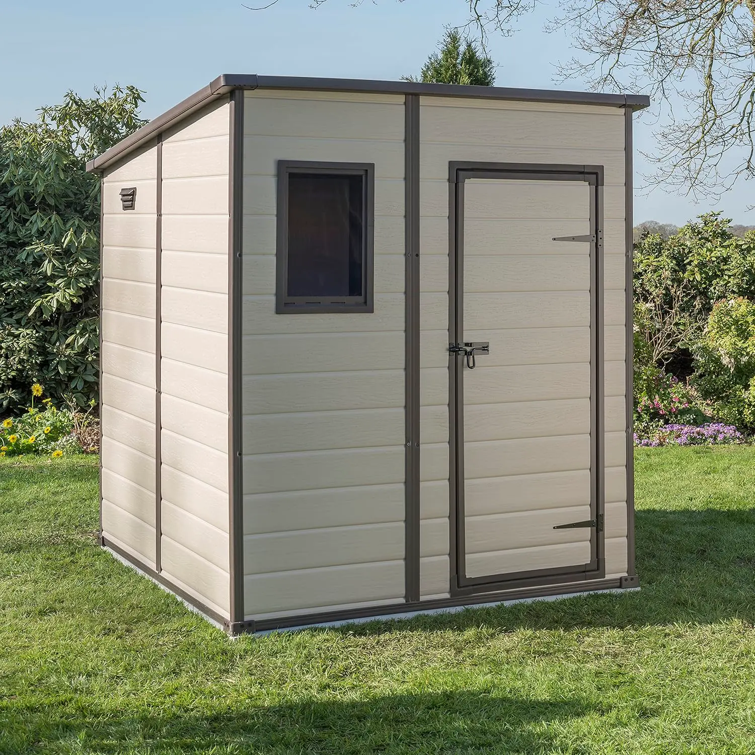 Abri de jardin en résine en bois beige 3,1 m² vue 9