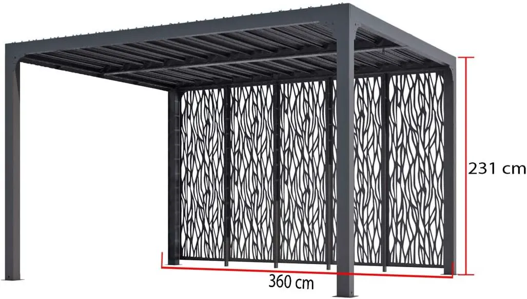 Pergola en acier gris/anthracite 10,80m² vue 2