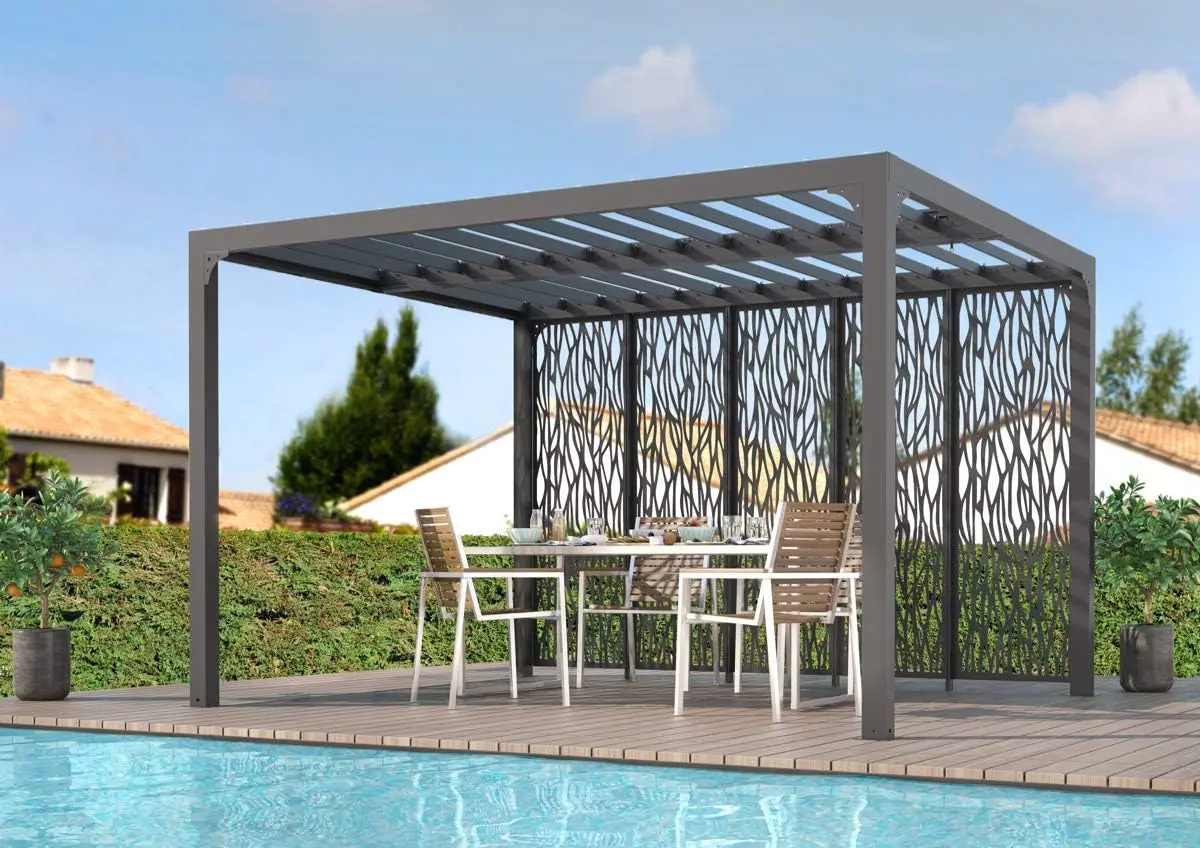 Pergola en acier gris/anthracite 10,80m² vue 3