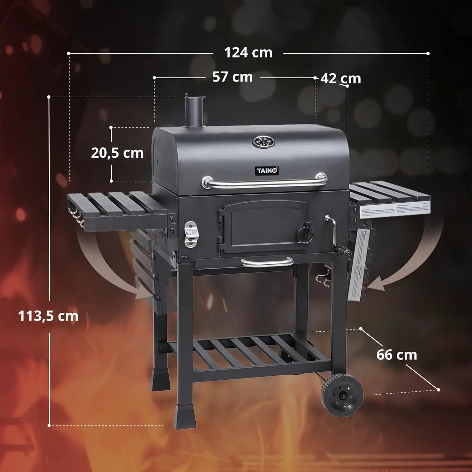Barbecue à charbon en bois 66 x 113,5 cm vue 3