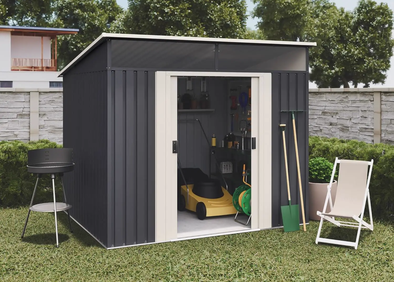 Abri de jardin en métal en acier 4,6 m² vue 3