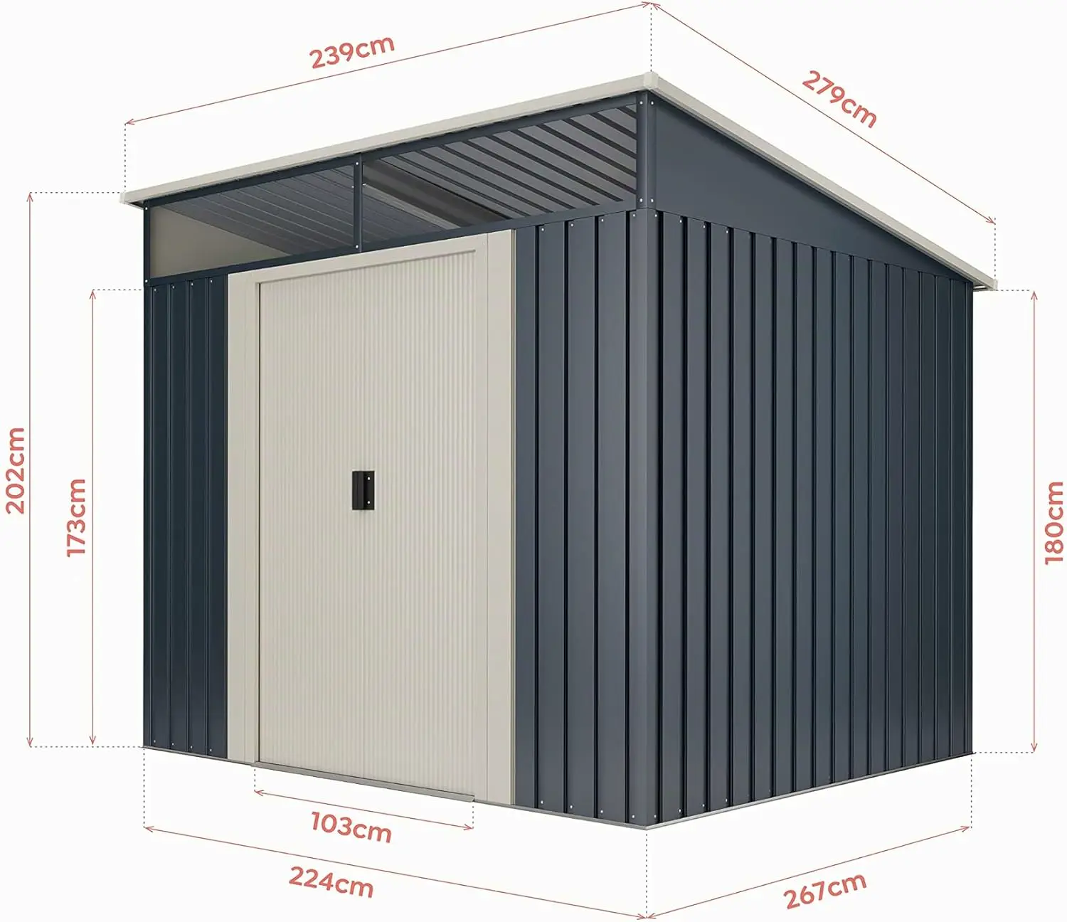 Abri de jardin en métal en acier gris 6,6 m² vue 2