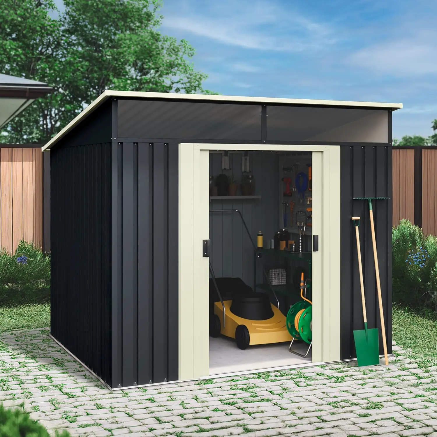 Abri de jardin en métal en métal gris 5,6 m² vue 3
