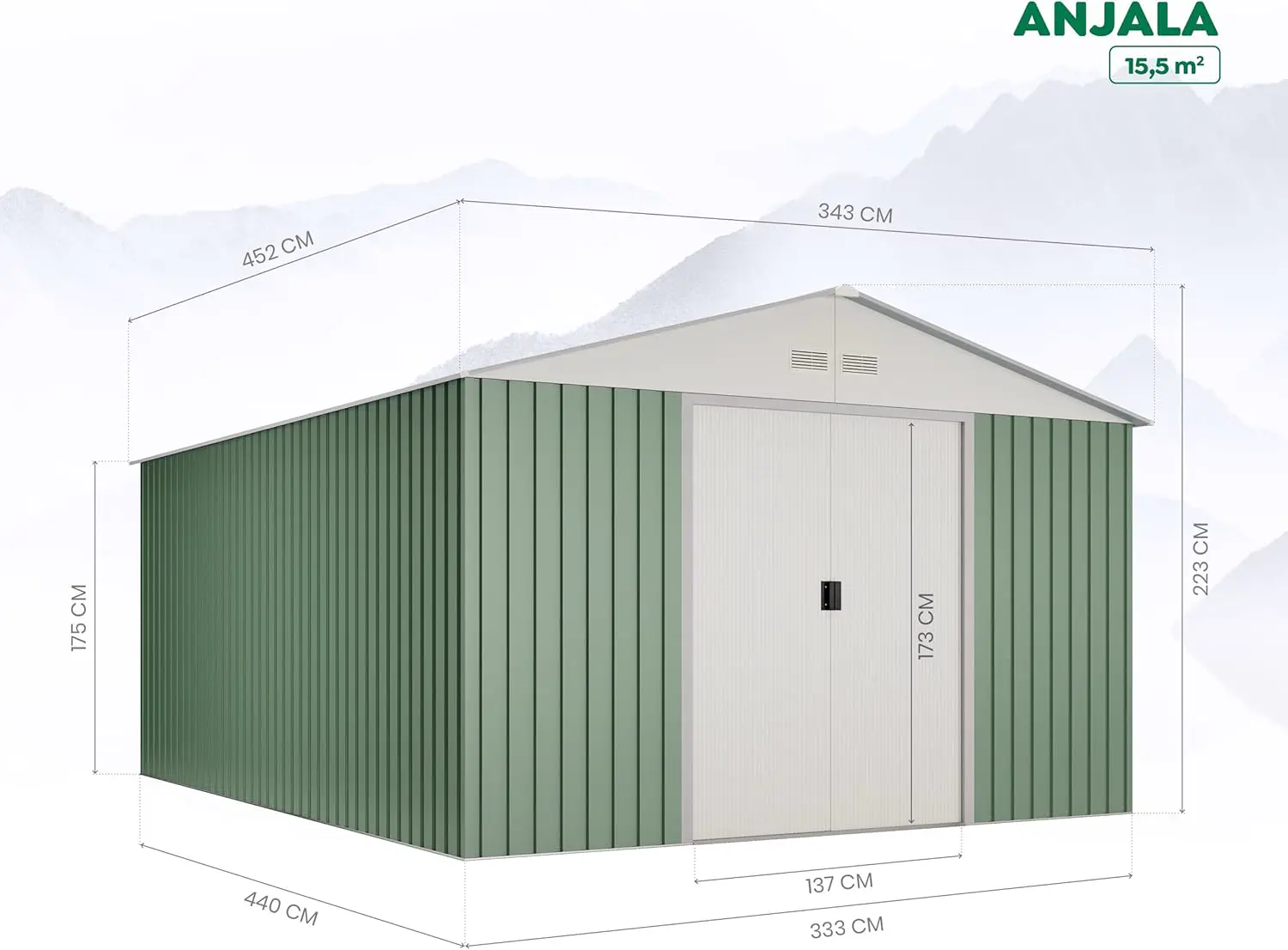 Abri de jardin en métal en acier 15,50 m² vue 2