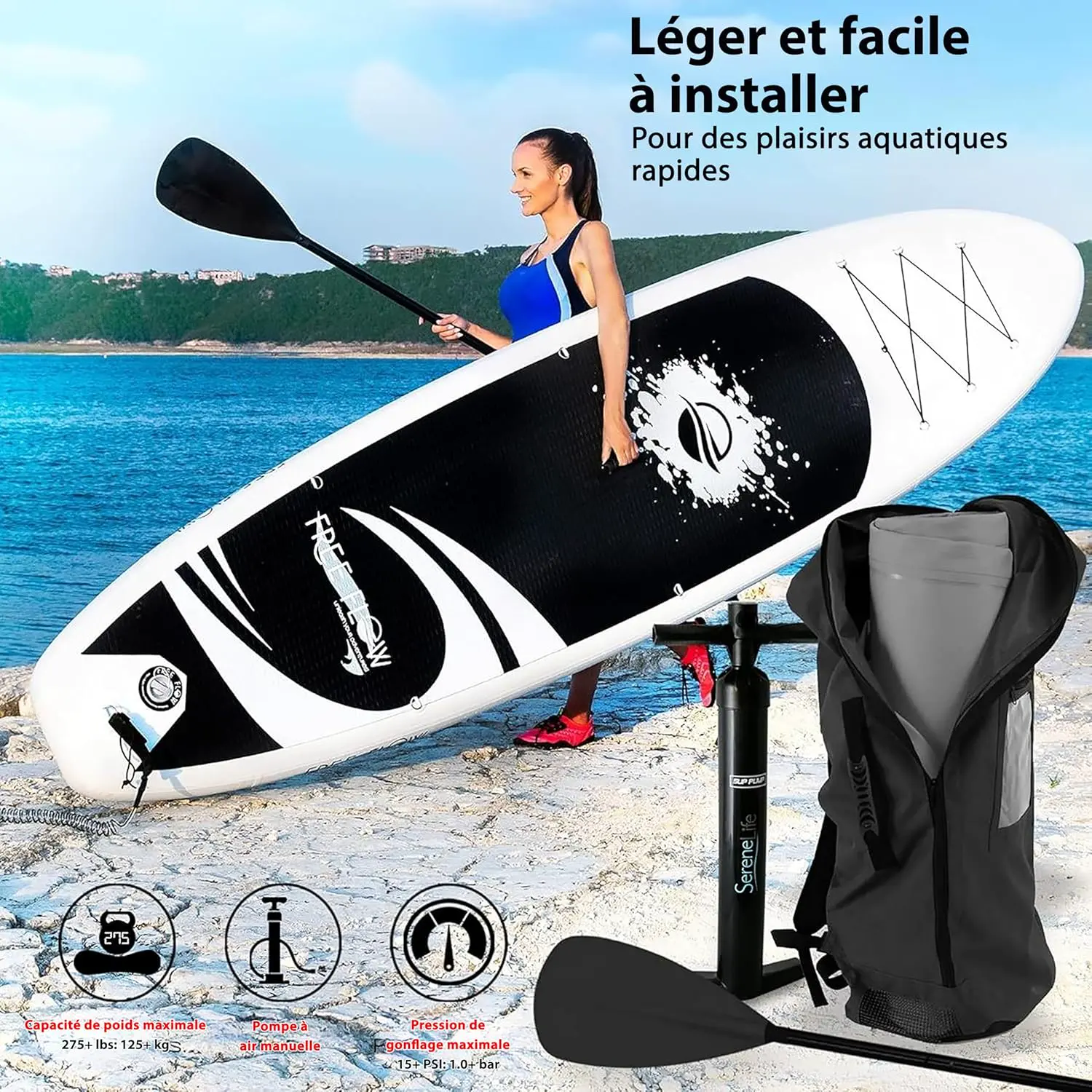 Paddle gonflable en métal gris vue 3