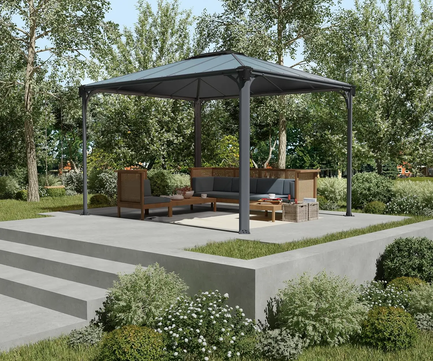 Pergola en aluminium gris 1,7 m² vue 2