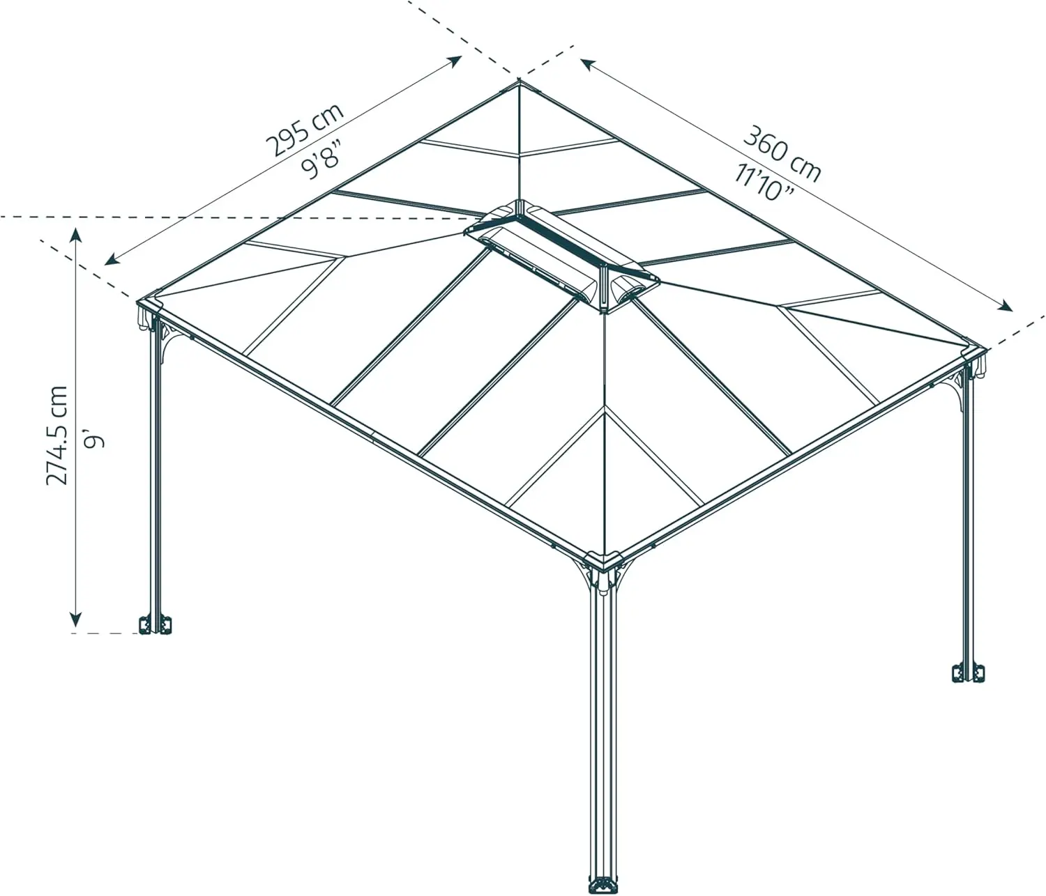 Pergola en aluminium gris 1,7 m² vue 9