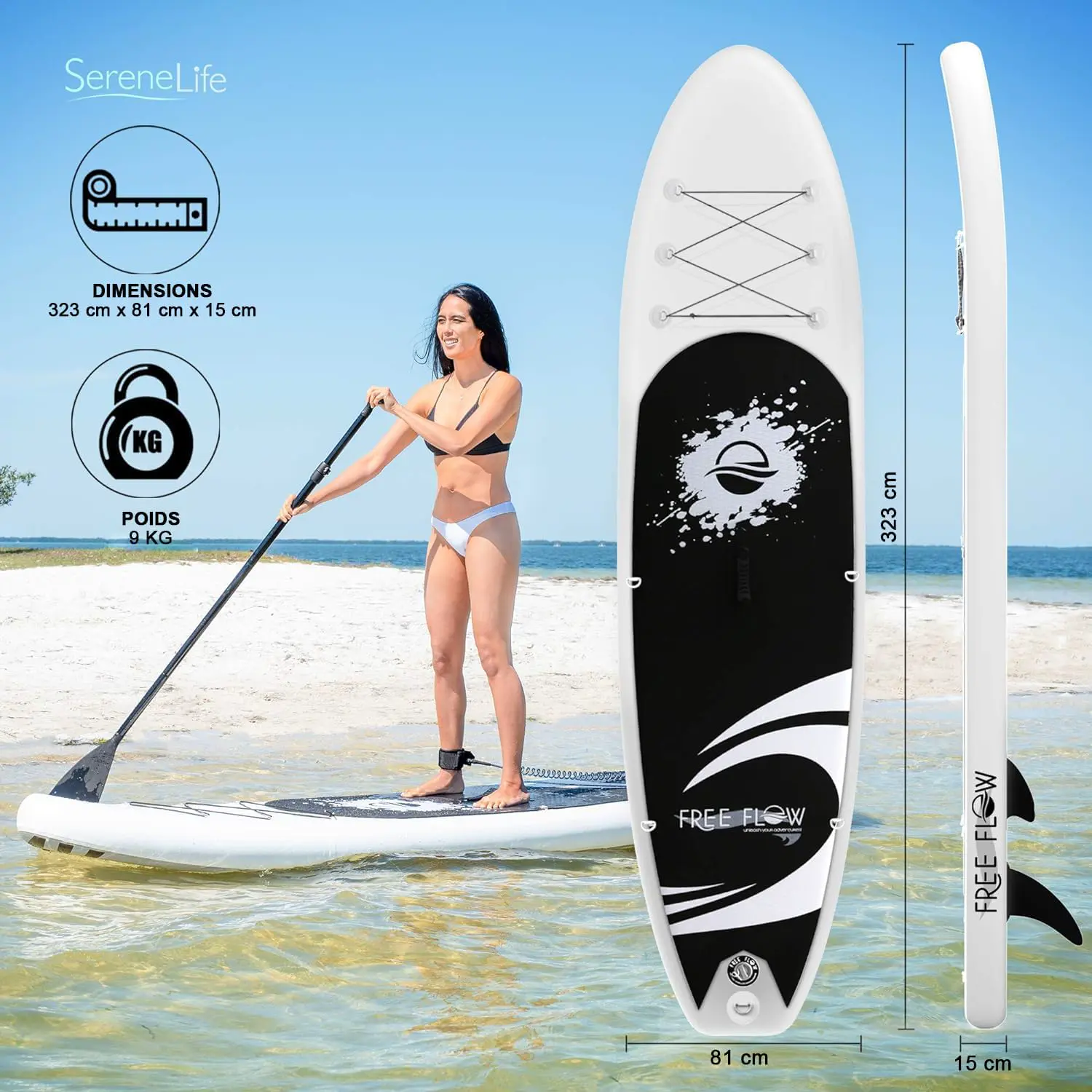 Paddle gonflable en aluminium gris vue 2