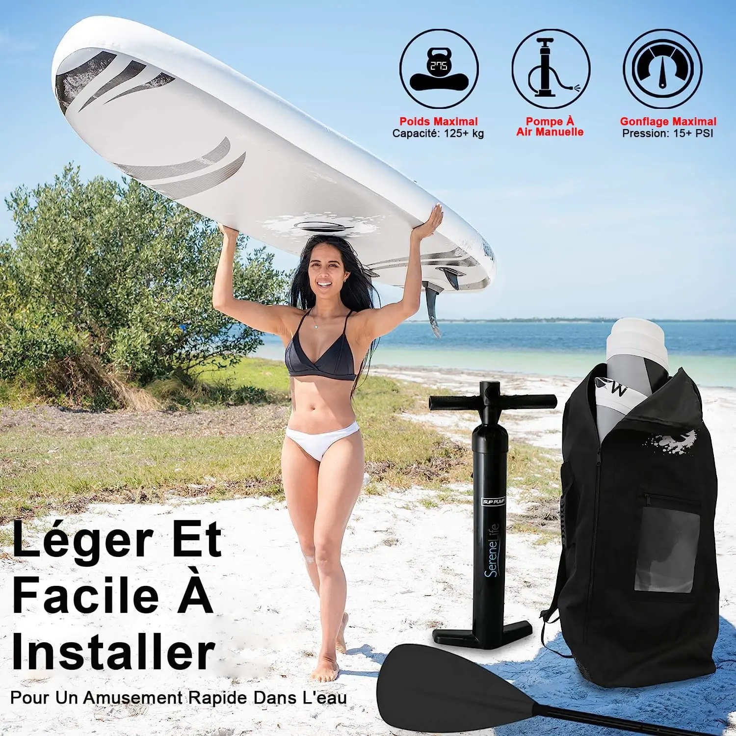 Paddle gonflable en aluminium gris vue 3