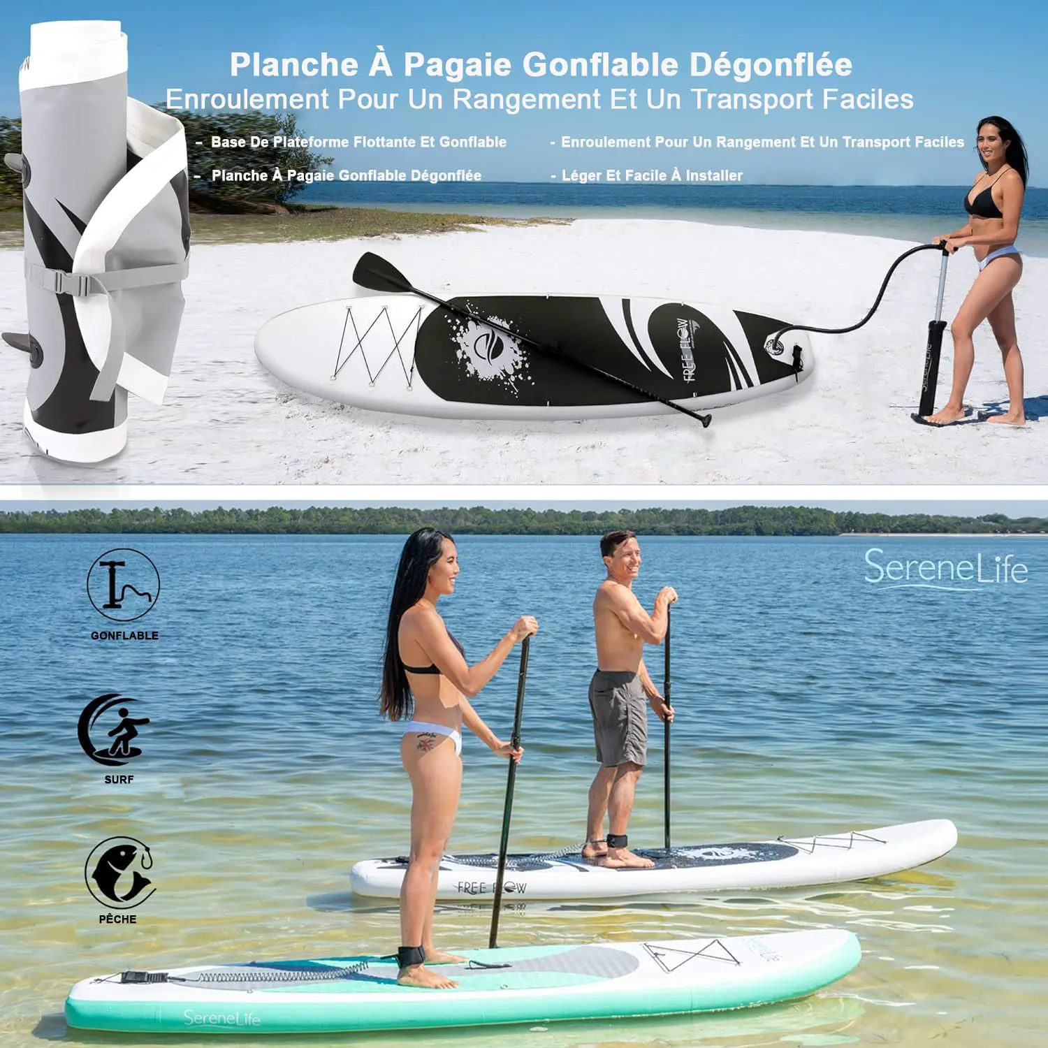 Paddle gonflable en aluminium gris vue 4