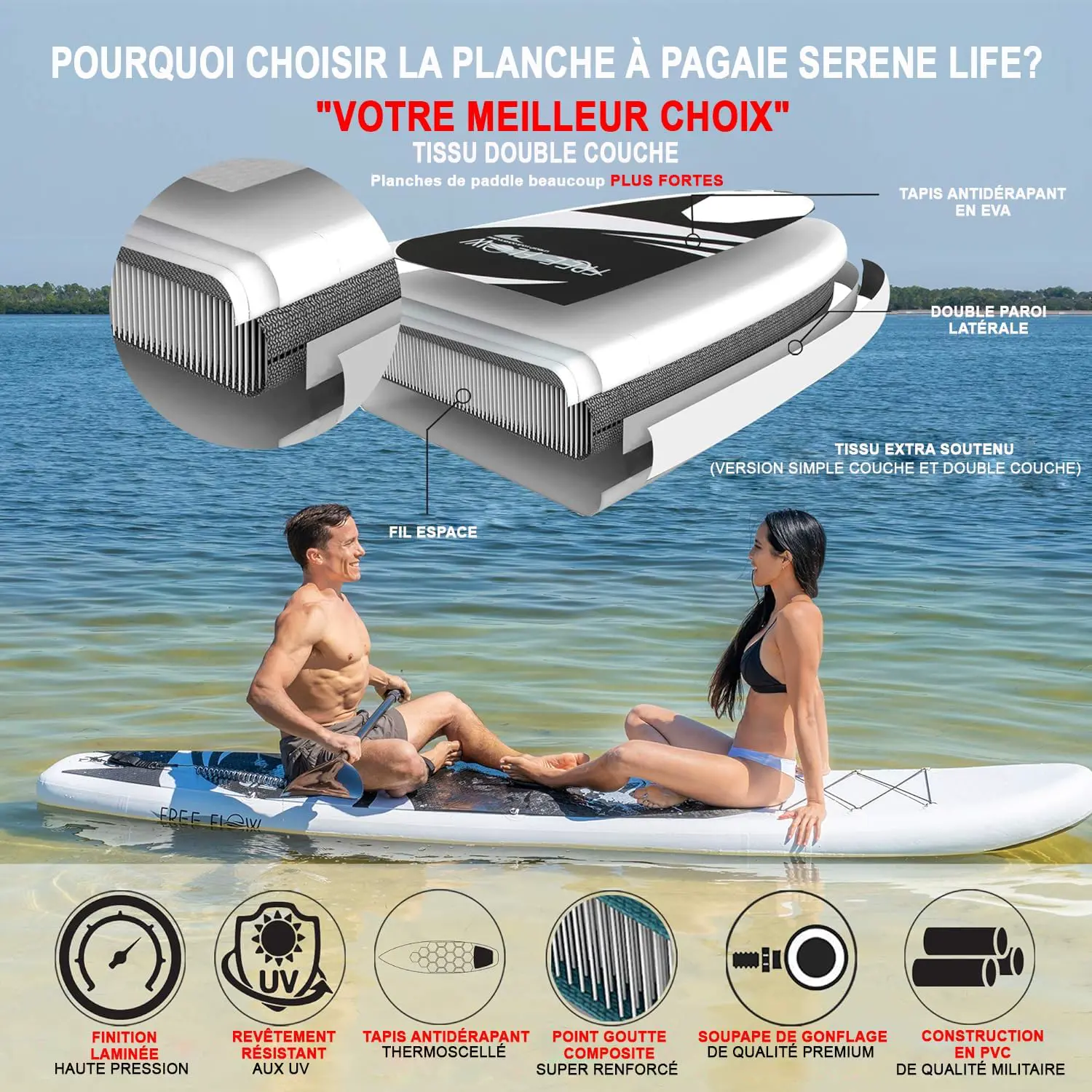 Paddle gonflable en aluminium gris vue 5