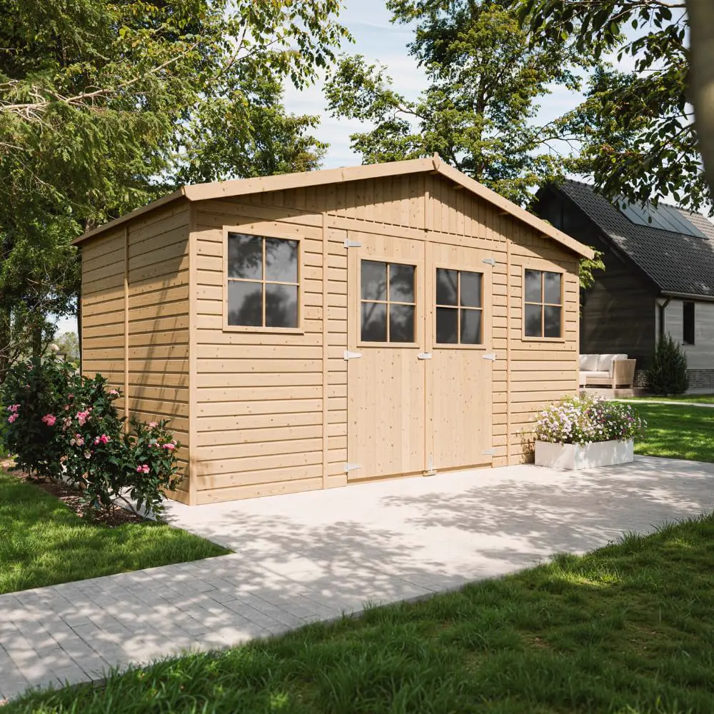 Abri de jardin en bois en bois naturel 8 m² vue 2