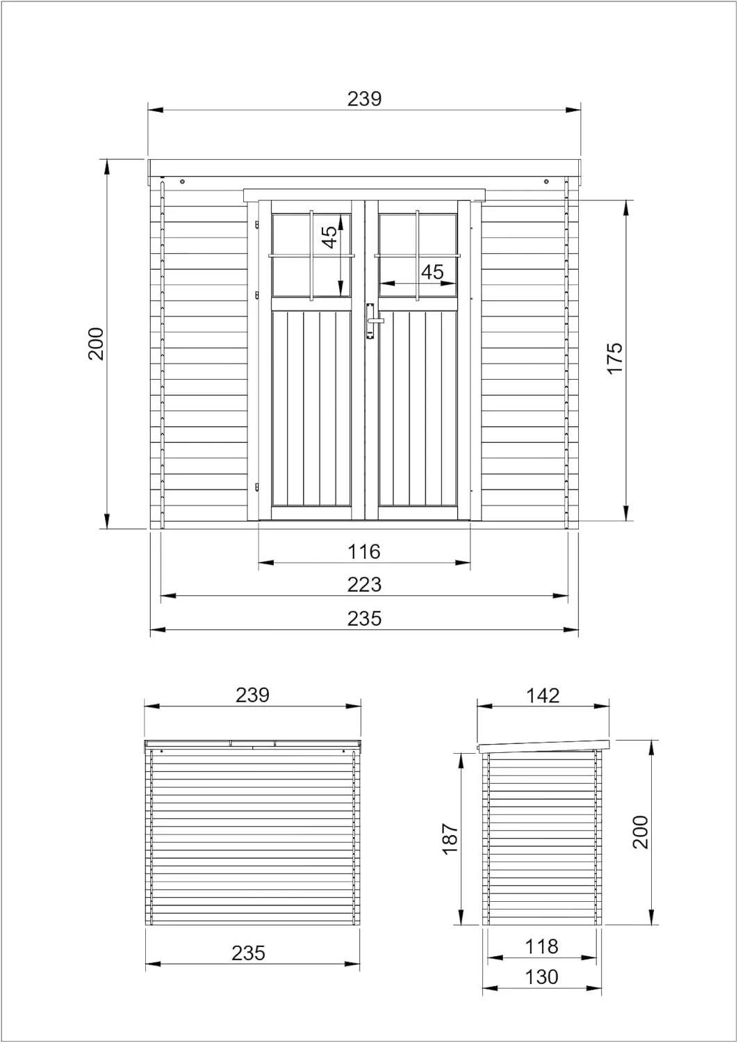 Abri de jardin en bois en bois naturel 2,63 m² vue 5