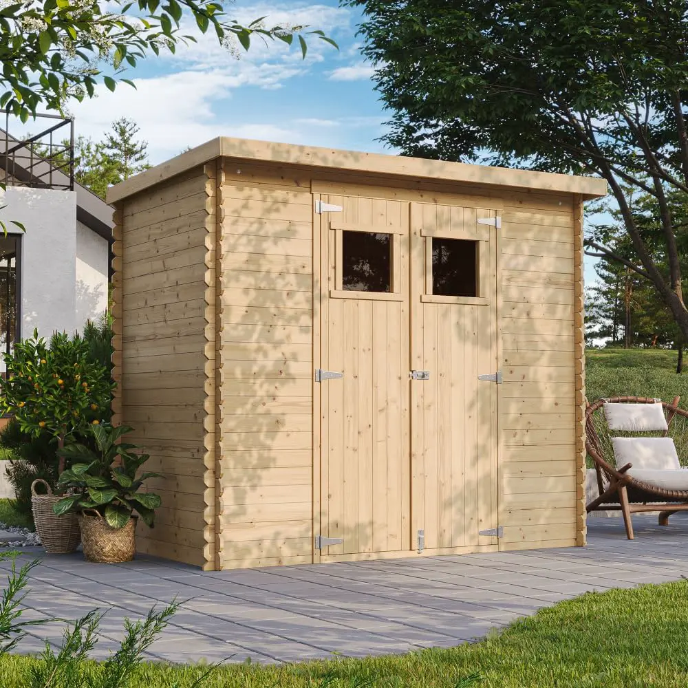 Abri de jardin en bois en bois naturel 2,63 m² vue 2