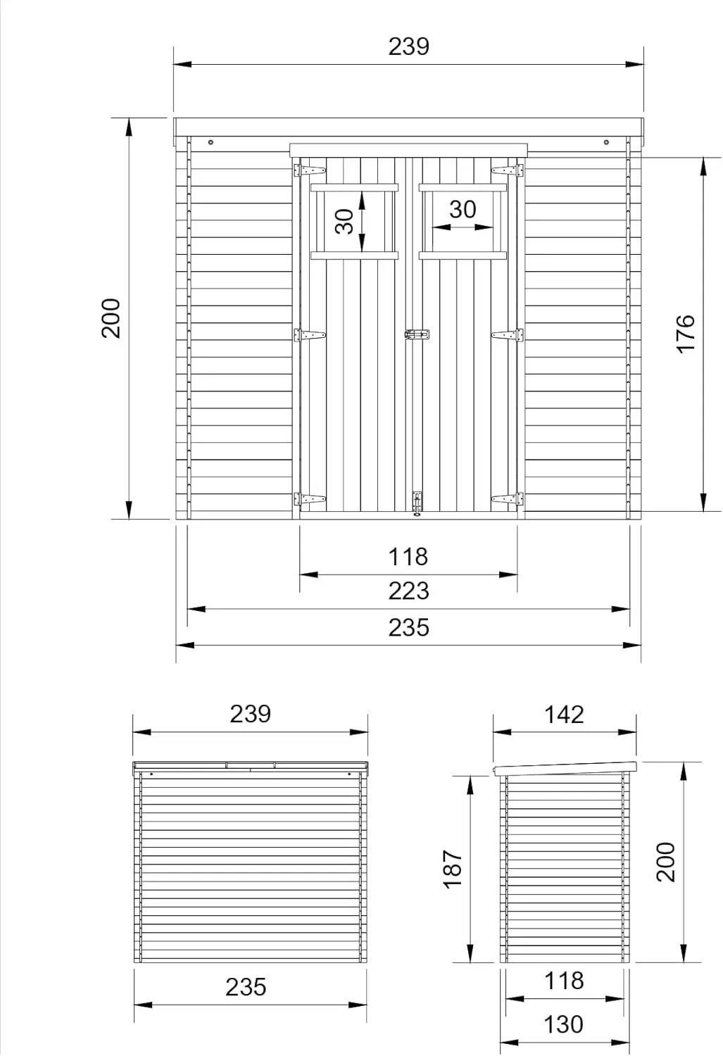 Abri de jardin en bois en bois naturel 2,63 m² vue 5