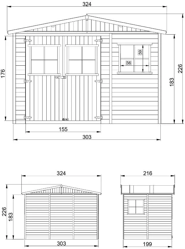 Abri de jardin en bois en bois naturel 6 m² vue 5