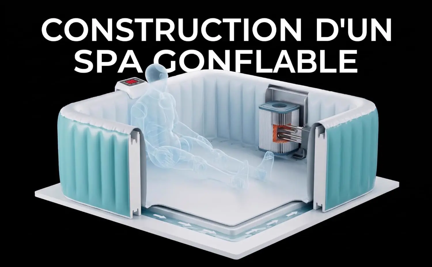 Spa gonflable 4 personnes 6 places 185 x 185 cm vue 9