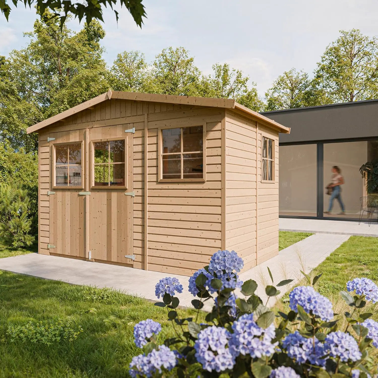 Abri de jardin en bois en bois naturel 6 m² vue 2