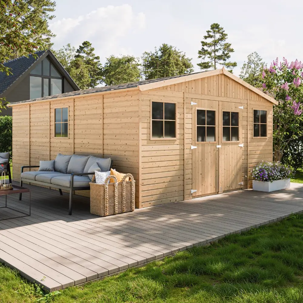 Abri de jardin en bois en bois naturel 20 m² vue 2