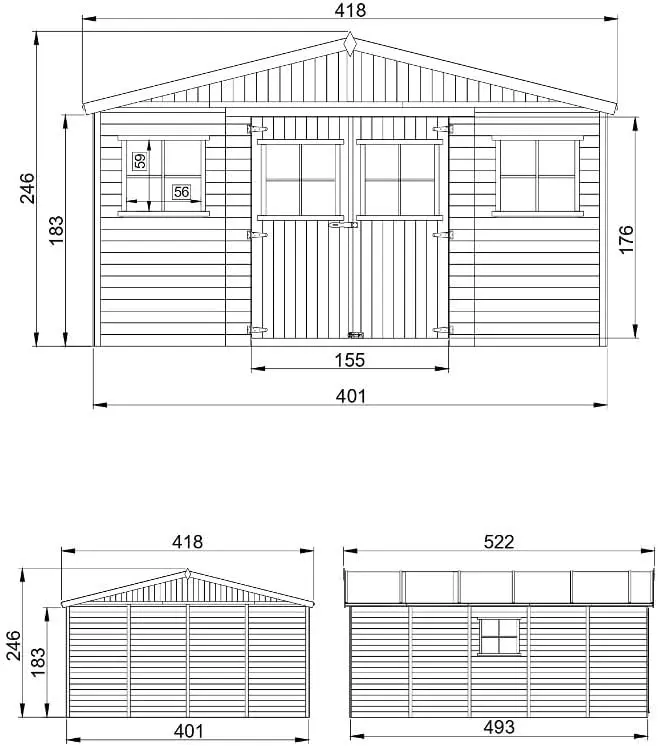 Abri de jardin en bois en bois naturel 20 m² vue 5