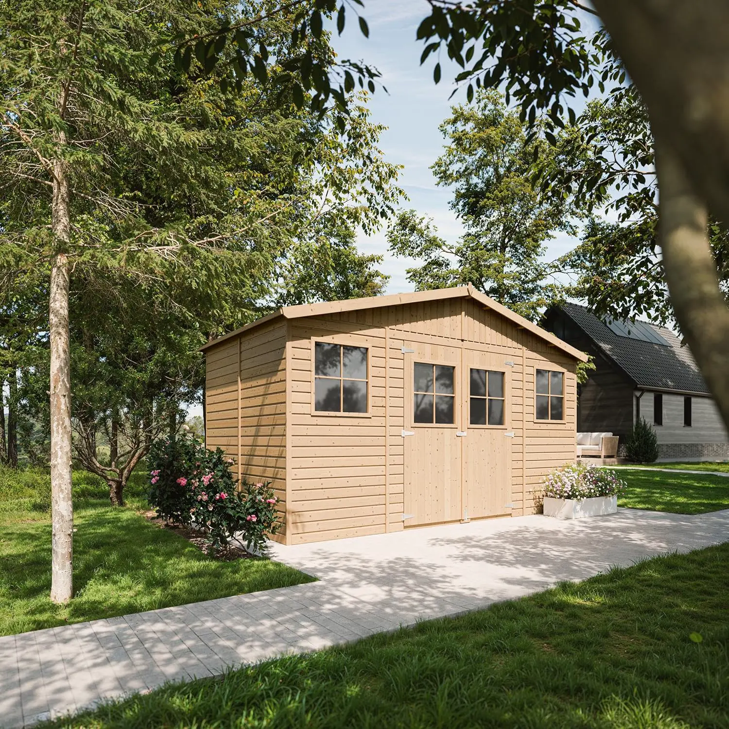 Abri de jardin en bois en bois naturel 8 m² vue 2